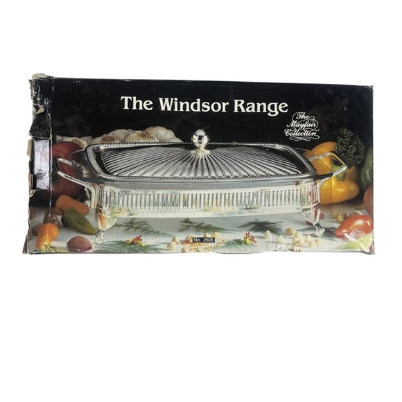 Windsor Range Mayfair England Pyrex 3 Pint Glass Dish Sliver Plated Tray - Picture 1 of 11